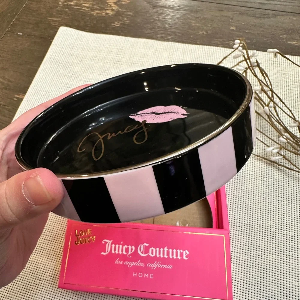 Juicy Couture‎ Ceramic Trinket  jewelry Multipurpose Round Dish Tray NEW